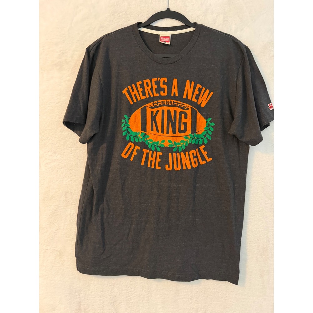 Homage King of the Jungle Football Graphic T-Shirt Mens Large Charcoal Heather